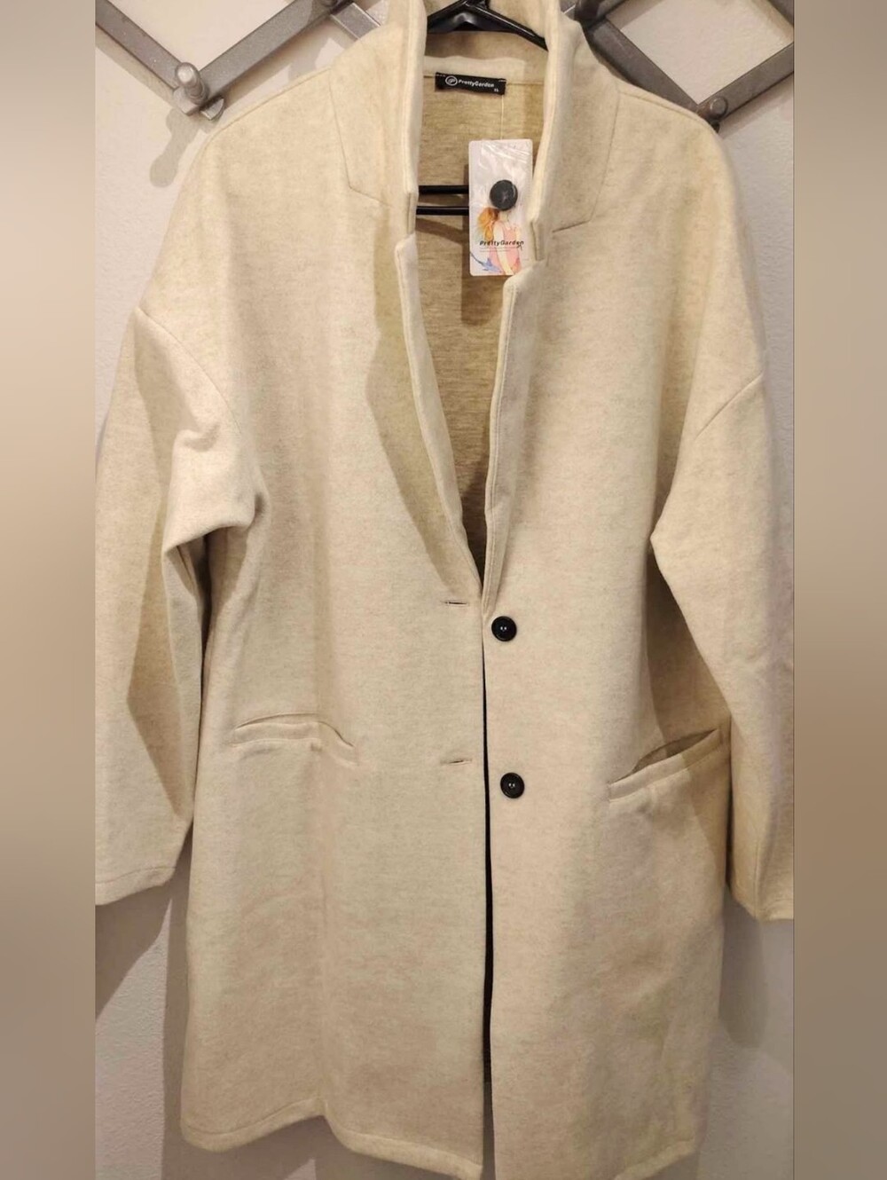 Neutral Cream Longline Women's Coat